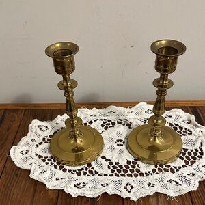 Elegant Heavy Brass Candlestick Holders
